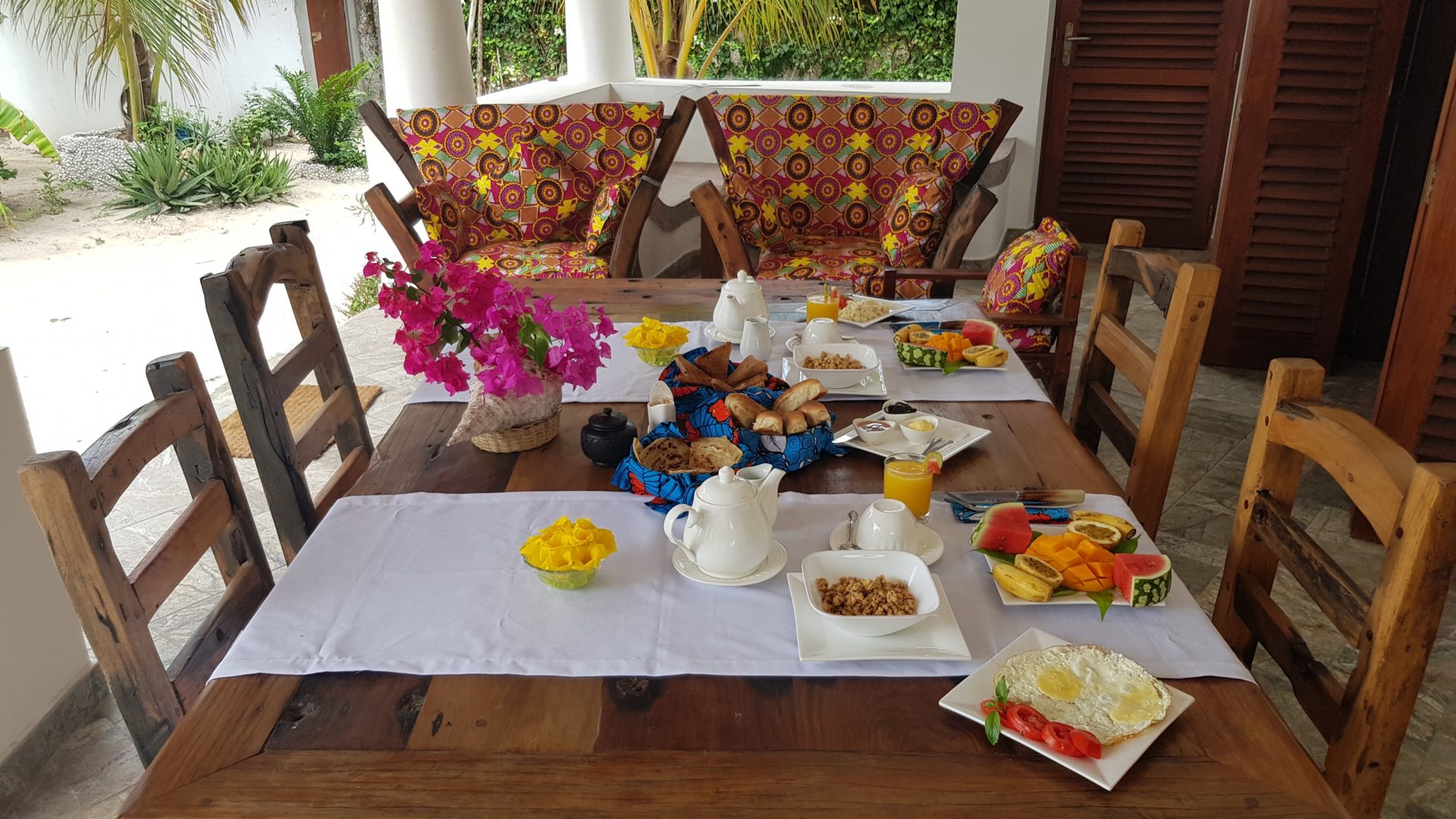Breakfast Setting for two on the Two Villa Hotel for Sale in Jambiani, Zanzibar by Tanganyika Estate Agents